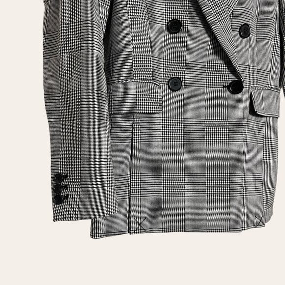 H&M Black White Houndstooth Striped Double Breasted Blazer Jacket Size 2 - Picture 3 of 5
